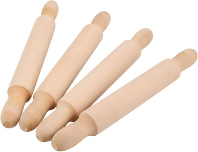4 Stuks Houten Deegroller 40 x 5 cm voor Fondant, Koekjes en Gebak - Ideaal voor Bakliefhebbers