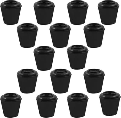 16x Ronde Rubber Doppen voor Tafel- en Stoelpoten - Antislip & Geluidsdempend - Ø 1/2 Inch (Zwart)