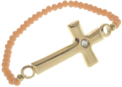 Behave - Rekarmband dames - Goudkleur oranje kruis - Boho spiritueel