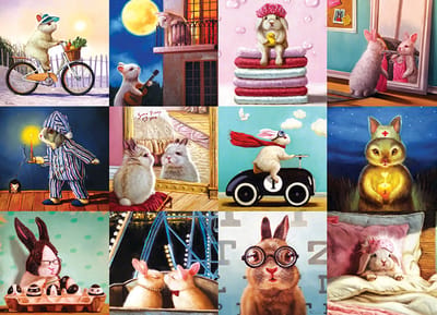 Eurographics - Grappige Konijnen [Funny Bunnies] - Lucia Heffernan - 1000 stukjes 68×48cm (b×h) - Legpuzzel