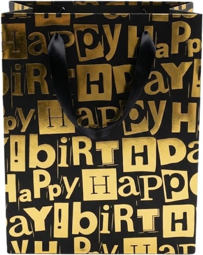 Cadeautas - Happy Birthday - Goud-Zwart