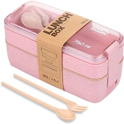Boîtes à lunch mignonnes pour enfants, récipients à lunch sûrs pour enfants, baguettes Bento, lave-vaisselle, micro-ondes, boîte étanche 750ml&3