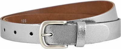 Landley Dames Riem Leer Metallic Zilver – Breedte 3 cm – Leren Vrouwen Riem - Lengte totaal 100 cm / Riemmaat 85