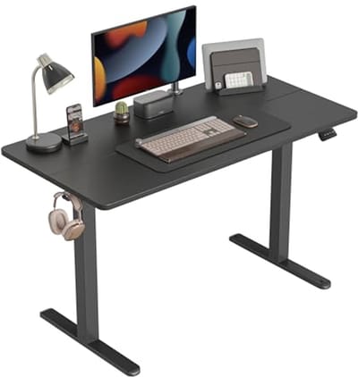 Elektrisch Sta-bureau 120x60 cm - Ergonomische, Hoogte Verstelbare Kantoortafel met Verbindingsplaat - Zwart
