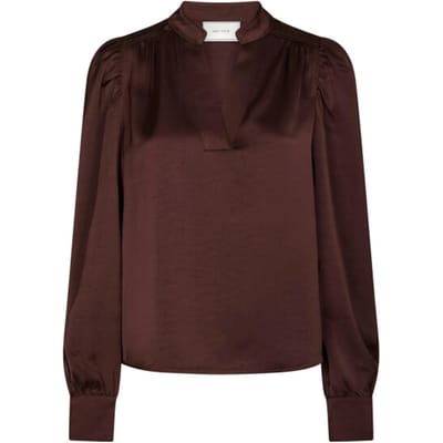 Neo Noir Rosslyn Heavy Sateen Blouse Dames - Jurken - Kleedje - Bordeaux - Maat 40