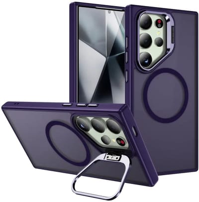 Hoesje Geschikt voor Samsung Galaxy S25 Ultra - Compatibel met MagSafe & Qi2 - Back Cover met Standaard - Camera Kickstand - Paars
