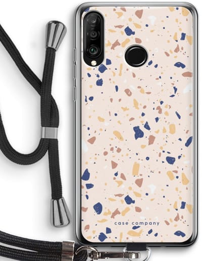 Case Company® - Hoesje met koord geschikt voor Huawei P30 Lite hoesje met Koord - Terrazzo N°23 - Telefoonhoesje met Zwart Koord - Bescherming aan alle Kanten en Over de Schermrand