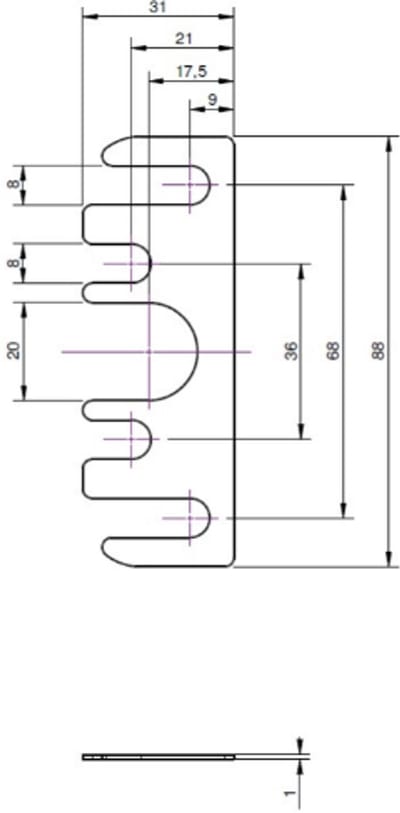 Ivana Scharnier - Kunststof - Opvulplaatje kunststof - 1 mm voor 89 mm - 5 stuks