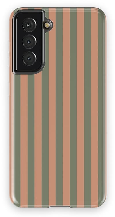DripCase Gestreept Hoesje Samsung Galaxy S21 | Backcover met Mag | Stripes Motief | Trendy Case Samsung Galaxy S21 met Strepen Sweet Sage