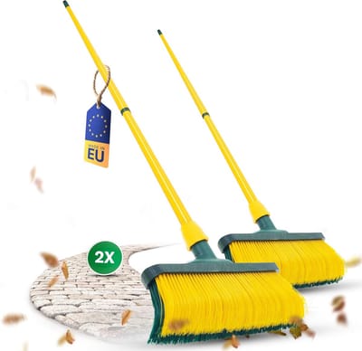 Klauwbezemset 30 cm hout met steel sneeuwbezem schraper bezem gazonbezem bezem voor buiten tuinbezem (2, 30 cm bezem met steel)