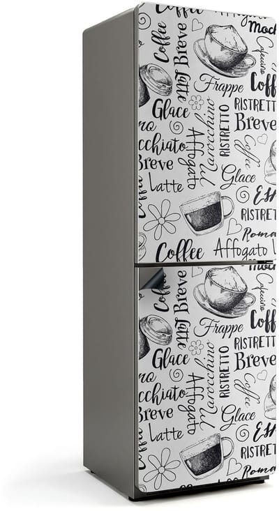 Wallfluent Magnetische Koelkastmat - Koffiekopjespatronen Koelkast Magneet Sticker - 60 cm x 190 cm - Zwart Magnetische Koelkastmat - Magnetisch Koelkastaccessoire - Decoratieve Magneetmat Voor Koelkast - Keuken Decoratie Magneet
