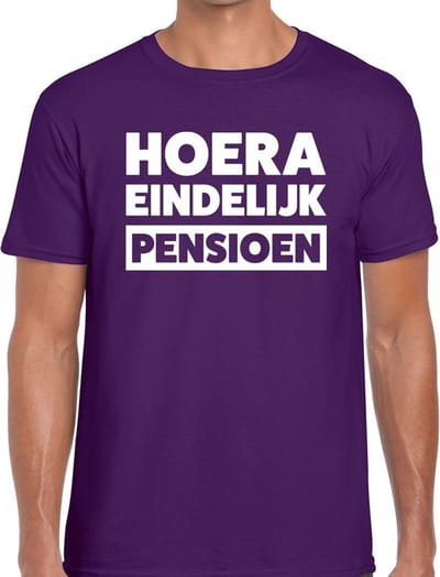 Hoera eindelijk pensioen paars t-shirt voor heren - paars pensioen shirt S