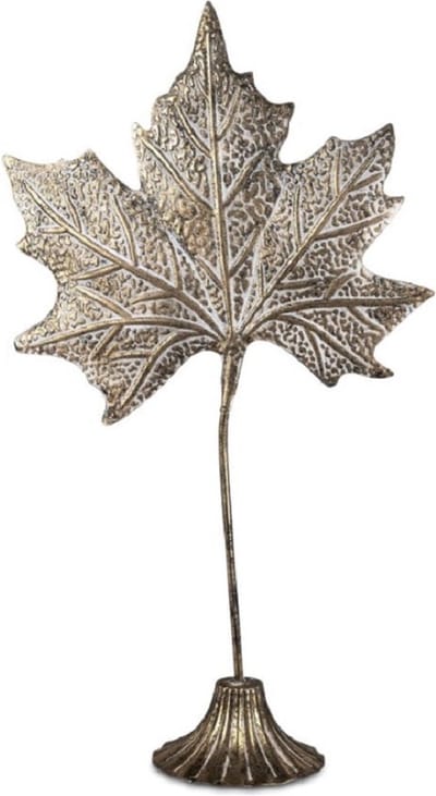 Blad op voet - Raam Decoratie - Goud - Metaal - 52cm.