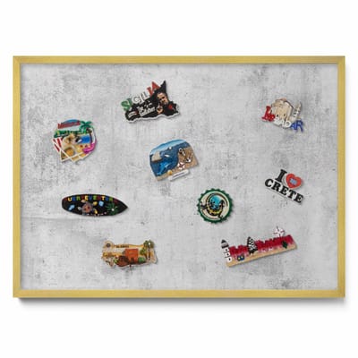 Tulup Magneetbord met Gouden Frame - Grijs Magneetbord Met Decoratieve Patronen - 70 cm x 50 cm - Versleten betontextuur - Magnetisch Bord voor Thuis en Kantoor - Magneetbord voor Herinneringen - Magnetisch Bord voor Magneten