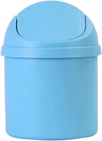 Desktop Trash Can, PP Countertop Trash Can with Intimate Lid, Mini Tabletop Dustbin, Compact Water Basket for Home Kitchen Desk Bedroom Vanity Living Room Coffee Table(Blue)