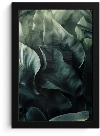 Poster in lijst - Fotolijst 20x30 cm - Posters - Groen - Bladeren - Glad - Nerven - Posterlijst zwart - Decoratie - Wanddecoratie woonkamer - Muurdecoratie slaapkamer