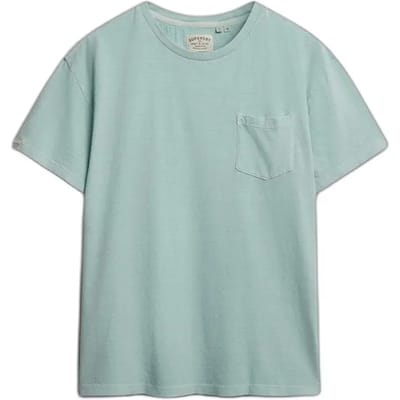 Superdry T-shirt Cotton Classic Linen Pkt Tee M1012371a 9wt Aquamarine Blue Mannen Maat - L