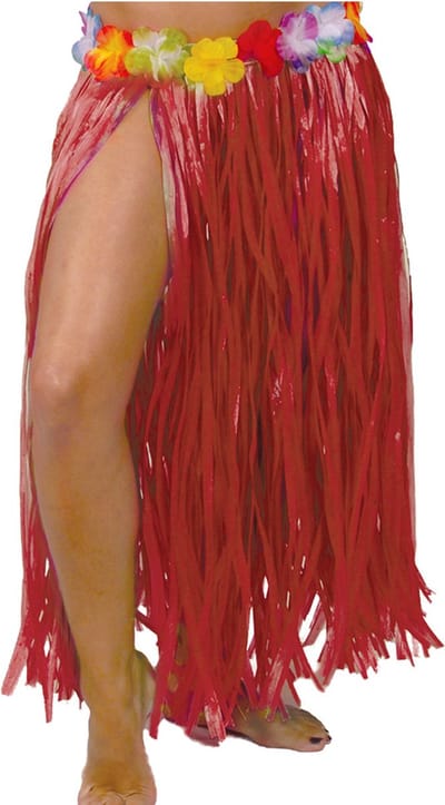 Fiestas Guirca Hawaii verkleed rokje - voor volwassenen - rood - 75 cm - hoela rok - tropisch