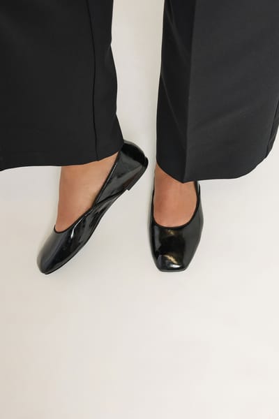 Yours Zwarte Ballerina's Met Vierkante Neus In Brede Epasvormsize 37EEE
