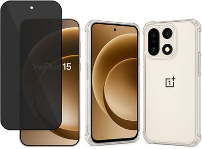 TechNow Hoesje + Privé Screenprotector geschikt voor OnePlus 15 Hoesje Screenprotector - Privacy Tempered Glass - Case Transparant