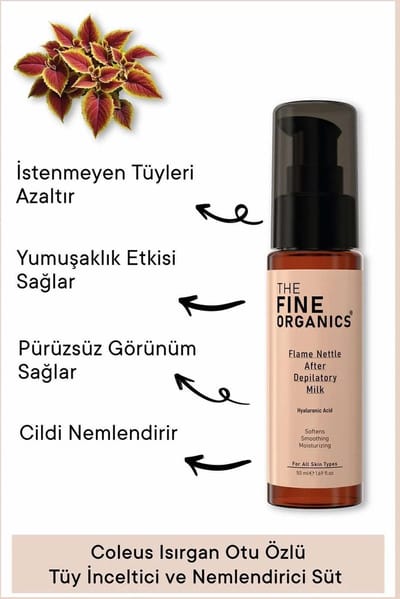 The Fine Organics Flame Nettle After Depilatory Milk – Hydraterende Verzorgingsmelk met Hyaluronzuur & Brandnetelextract – Verzachtend na Ontharen – Alle Huidtypes – 50 ml