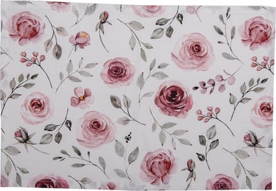 Clayre & Eef Placemats Set van 6 48x33 cm Wit Roze Katoen Rechthoek Rozen Tafelmat