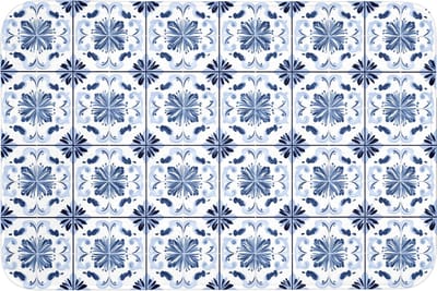 Badmat 90x60 cm - Antislip - Patroon - Tegel - Blauw - Badmatten voor badkamer - Badkamermat - Douchemat - Badkamer mat