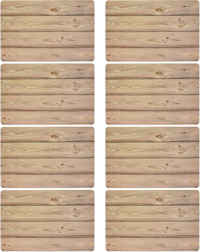 Bellatio Design Tafel Placemats - 8x - houten planken print - bruin - 43 x 28 cm - diner en ontbijt onderleggers