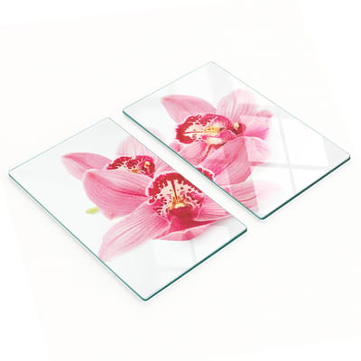 Decoratieve glazen snijplanken voor in de keuken, roze orchidee, 2x30x52 cm