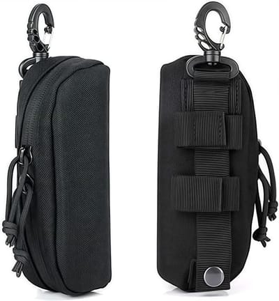 Draagbare brillenkoker - Molle-systeem zonnebrillentas - Schokbestendige beschermhoes - Draagbare brillenkoker - Bril met riemclip (1 stuk - zwart)