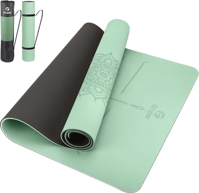 Dikke Antislip Yogamat met Uitlijningsmarkering - Gym, Pilates en Vloertrainingen (183 cm L x 72 cm B x 0,32 "Th")