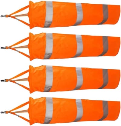 Windsokken Set - Windzakken Buiten - Windrichting Meten - Reflecterende Riemen - 60cm Lengte - Fel Oranje