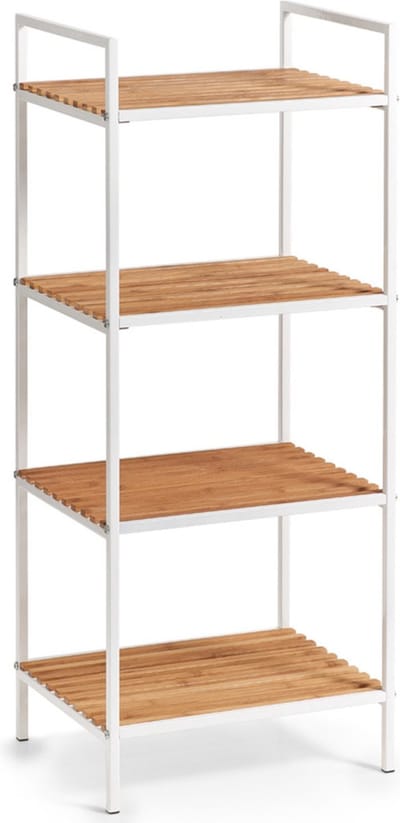 Zeller Badkamerkastje - 4 planken - wit - hout - 39 x 95 cm - opberg kasten stellingen