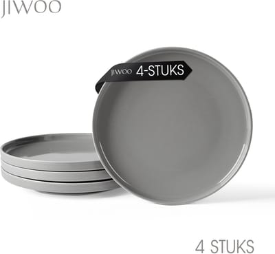 Dinerborden set van 4 (Ø26,5cm / 10,5inch), Ontbijtborden, Pastaborden, Dessertborden, serviesset 4 persoons, Geschikt voor Restaurants, Horeca, Feest, Familiefeesten, Banketten en Picknicks, Magnetron-vaatwasserbestendig, Keramiek