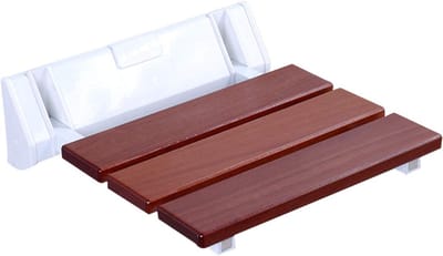 Douchestoel Opklapbaar - Badkamerbank Mobiliteitshulp - Veilig Douchen - Wandmontage Ruimtebesparend - 32x33 cm - Houtkleur