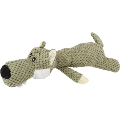 Jouet couineur pour chien Nettoyage des dents Interactif Mignon Forme de loup Peluche Chiot Jouet à mâcher pour Petit Moyen beige