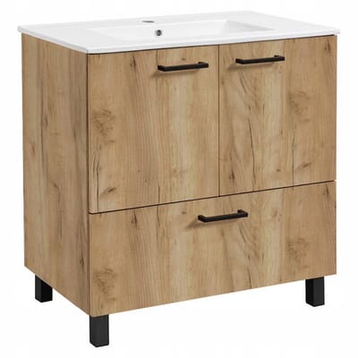 STAMAR - Badkamerkast met wastafel 70 cm staand met lade en deuren - wastafelmeubel - badkamermeubel