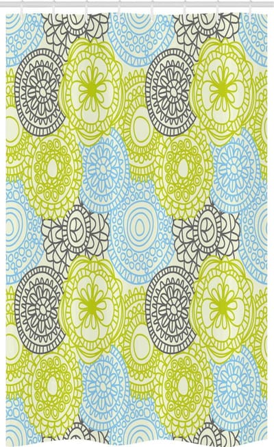 ABAKUHAUS douchegordijn – 120 x 180 cm – appelgroen aqua grijs, polyester