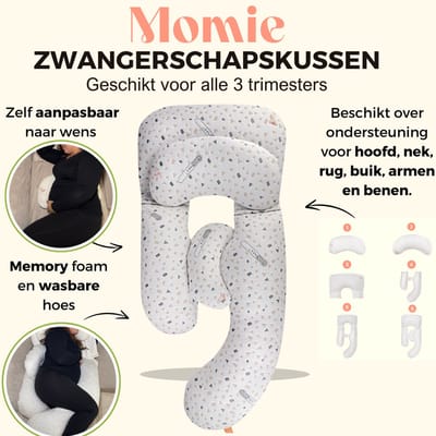 Momie Zwangerschapskussen gekleurde patronen 5 Kussens - Memory foam Katoen - 180*80 - Zijslaapkussen voor zwangerschapsfase 1 tot 3 - voedingskussen voor na de zwangerschap en voor babyvoeding - Lichaamskussen - Wasbare afneembare hoes