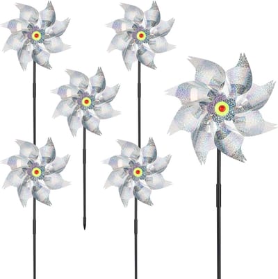 Set van 6 Reflecterende Windmolens voor Vogels, Afschrikmiddel voor Tuin en Balkon, Diameter 24 cm