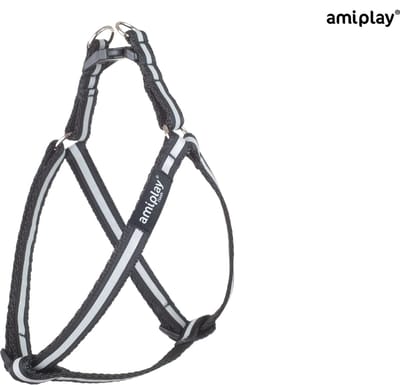 Amiplay Harnas verstelbaar Shine zwart maat-L / 40-75x2cm