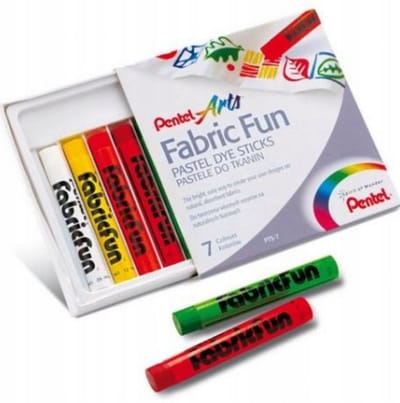 Pentel - Pastelkrijt voor Stoffen - 7 Kleuren - Veilig voor Kinderen - Geschikt voor Katoen, Zijde en Linnen