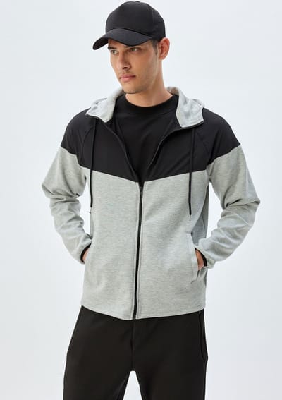 Capuchon kraag Met gebruik van twee verschillende stoffen Sweatshirt
