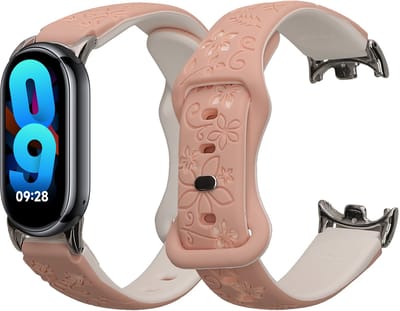 kwmobile smartwatch polsband geschikt voor Xiaomi Mi Band 10 / Mi Band 9 / 8 bandje - Horlogeband met reliëfprint - Siliconen sporthorloge band - Gestanst patroon design