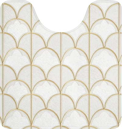 WC mat met uitsparing 55x60 cm - Antislip - Mozaïek - Bogen - Goud - Toiletmat met uitsnijding - Vloermat - Douchemat - Toilet tapijt - Toiletmatten