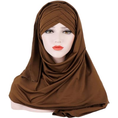 Muslim Jersey Instant Hijab Sjaal Voor Vrouwen Femme Musulman Klaar Om Te Dragen Hijabs Onderkap En Hoofddoek Twee In Eén