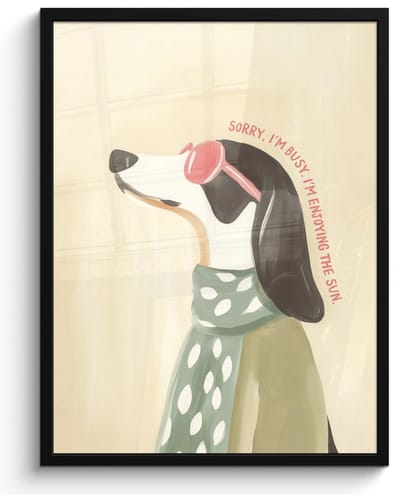 Poster in lijst - Fotolijst 50x70 cm - Posters - Quote - Hond - Zonnebril - Posterlijst zwart - Decoratie - Wanddecoratie woonkamer - Muurdecoratie slaapkamer