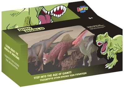 Luna Toys Dinosaur Set – 4 Dinosaurusfiguren – 31×14×18,5 cm – 2 Designs (Willekeurig geleverd)