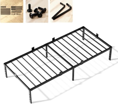 KUTAS Metalen bedframe 90x200 cm - Minimalistisch - Eenpersoonsbed - Stevig - Stil - Anti Slip - IJzeren Bed - metaal - Roestvrij - Duurzaam - Draagkracht 200 kg - Zwart