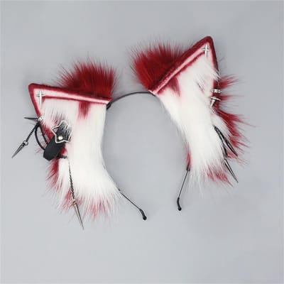 Pluche Leuke Simulatie Dierenoor Haaraccessoires Y2K Metaal Punk Cosplay Comic Expo Prop Harige Kattenoren Hoofdband as show white